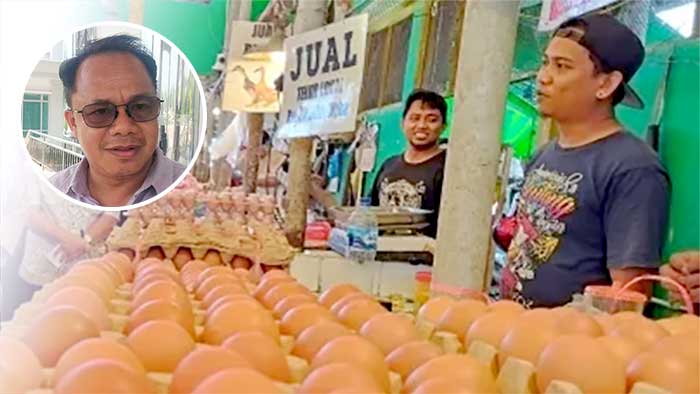 Pedagang telur di pasar Sangatta, Kutim. Insert: Eddy Palinggi
